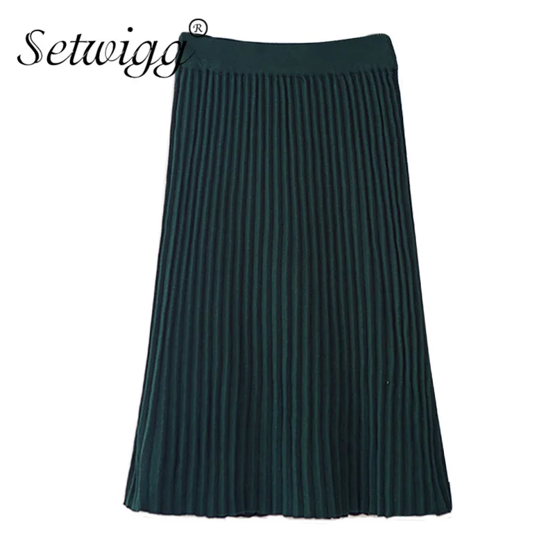 Осенняя плотная трикотажная юбка трапеция в английском стиле|length skirt|pleated skirtknee