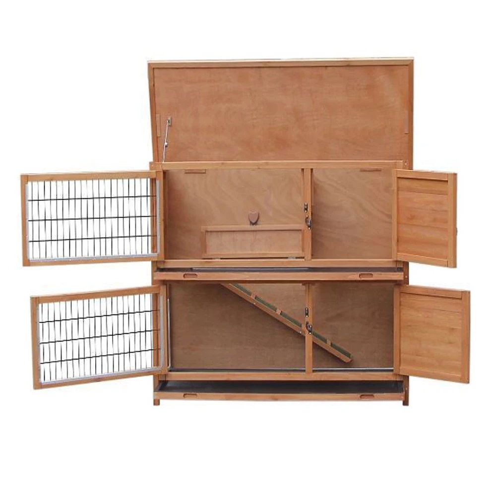 48 &quot2 яруса водонепроницаемый открытый деревянный Кролик Хатч курятник клетки