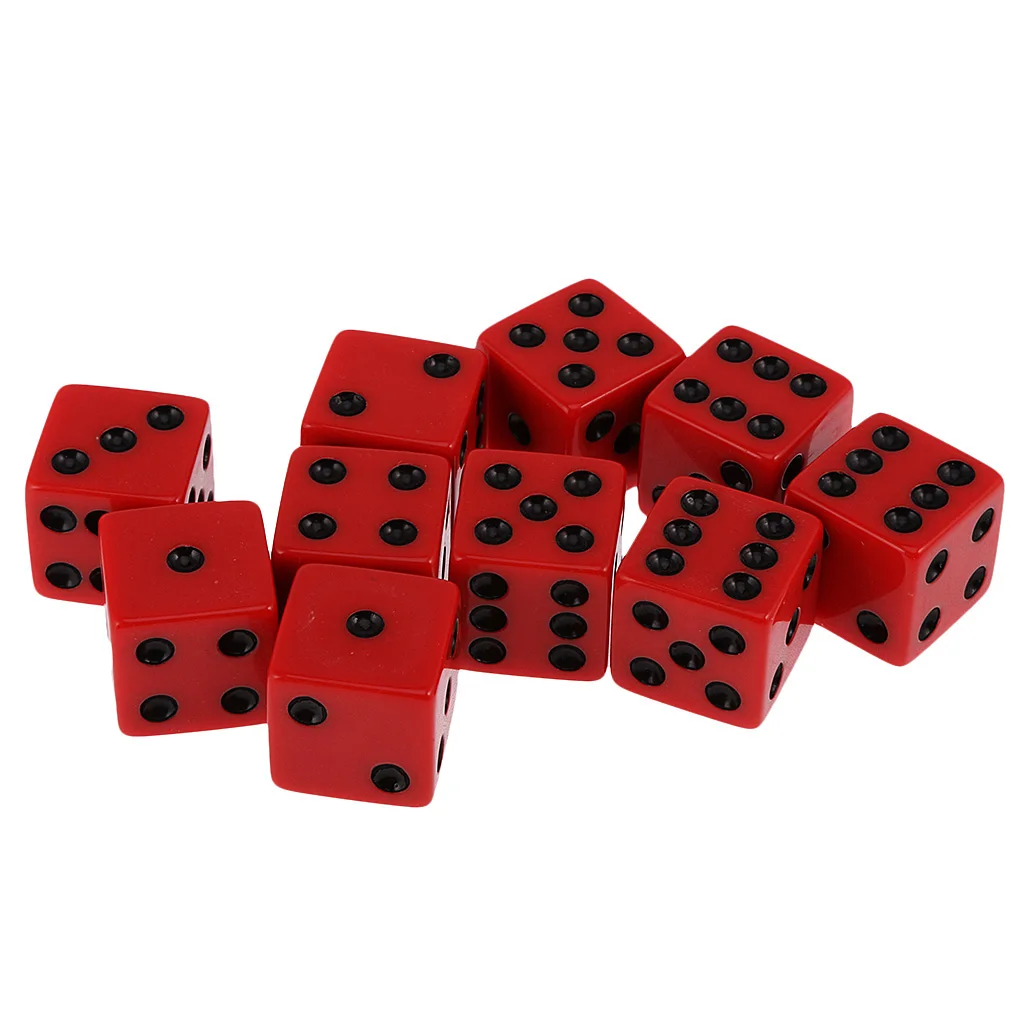 

MagiDeal High Quality 10Pcs 18mm Six Sided Bar Pub Club Party Spot D6 Playing Games Dice Set Opaque Game Toy Accessory 5 Colors
