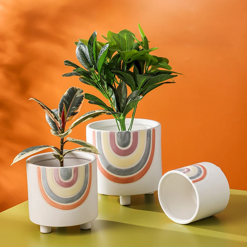 

Nordic Flower Arrangement Creative Art Decoration Simple Home Furnishing Medium Temperature Ceramic Ornaments Entrance FlowerPot