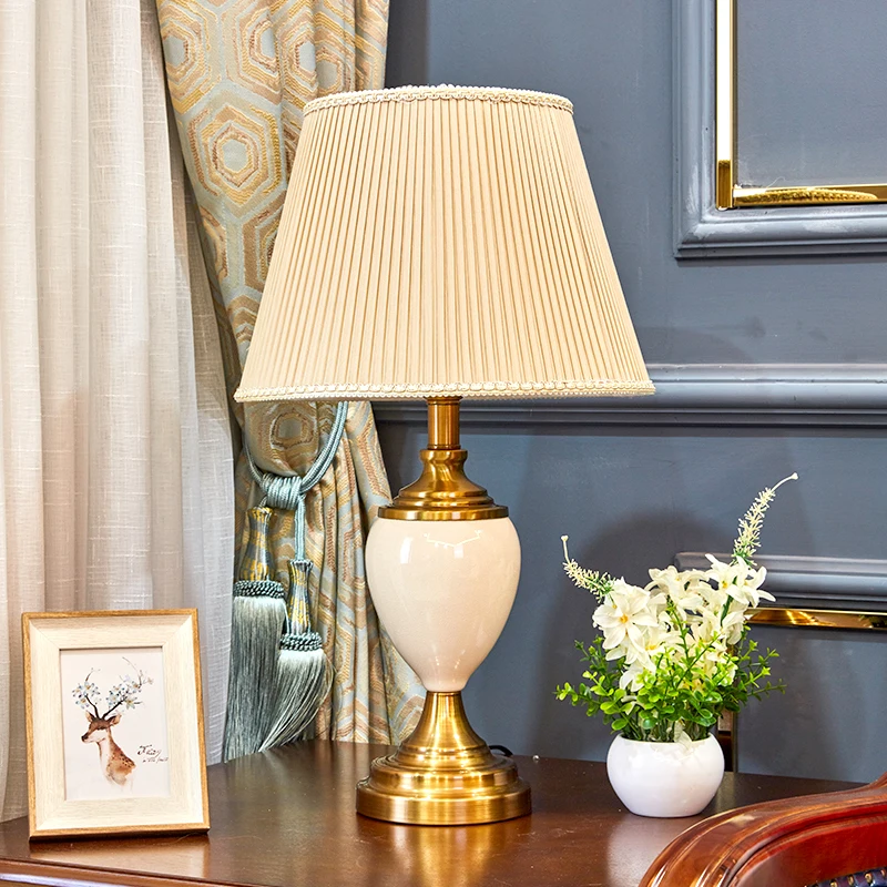 Европейская деревенская белая керамическая лампа настольные лампы классический
