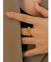 girafe japan and korea simple rings aestethic vintage plated 18k gold color opening rings for women