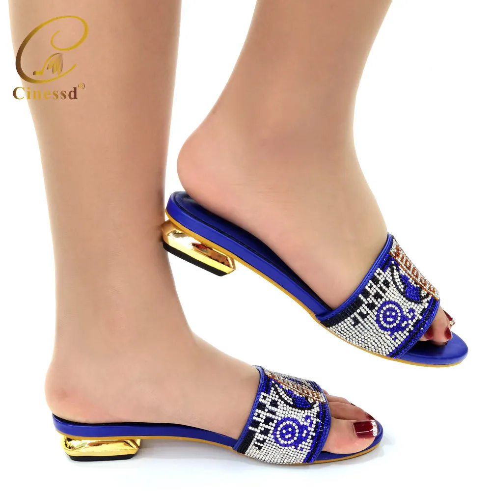 

New Arrivals for The Party Italian Women's Shoes African Ladies Single Shoes Decorated with Rhinestones Nigerian Wedding Pumps