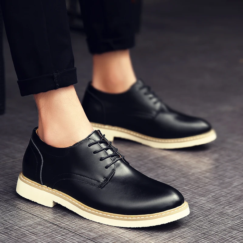 

2021 New Men's Leather Flat Shoes Spring and Autumn All-match Mens Business Shoes Suits British Casual Oxfords Shoes Size 44