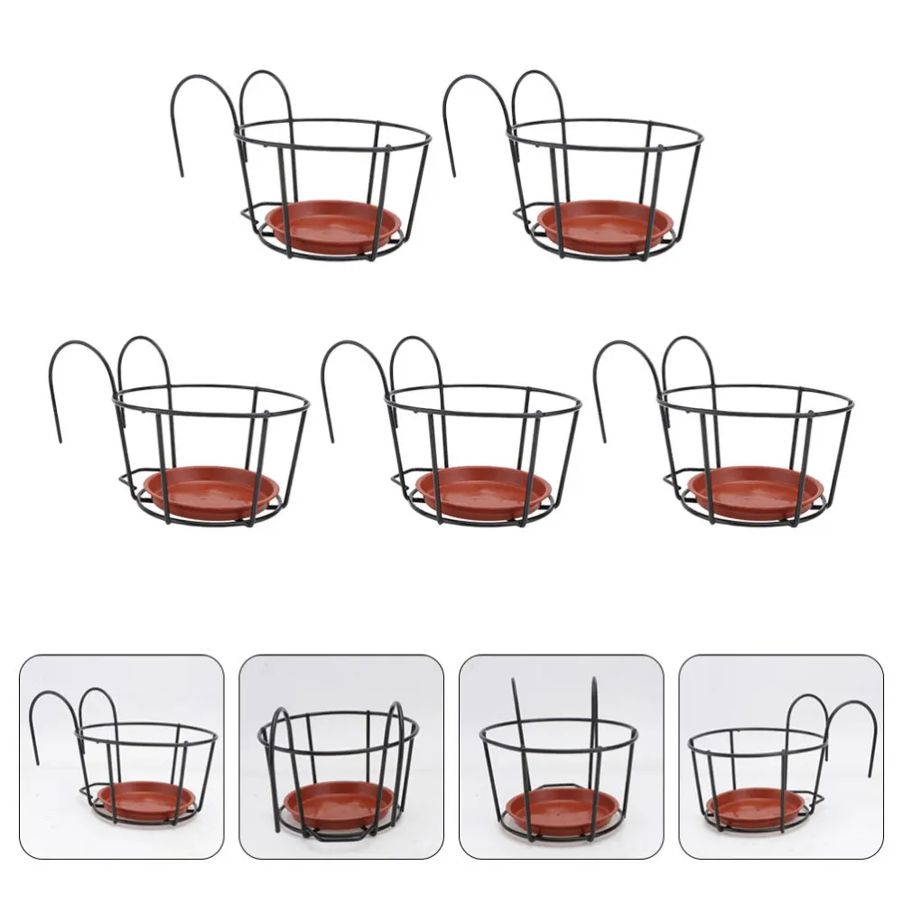

5 Sets Iron Balcony Flower Stand hanging Flower Racks practical Flowerpot Holder