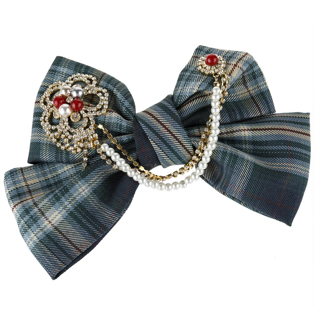 

Luxury Rhinestone Pearl Tassel Big Bow Hairpins Hair Barrette for Loli Hair Accessory Korean Back Head Hair Clips Headdress