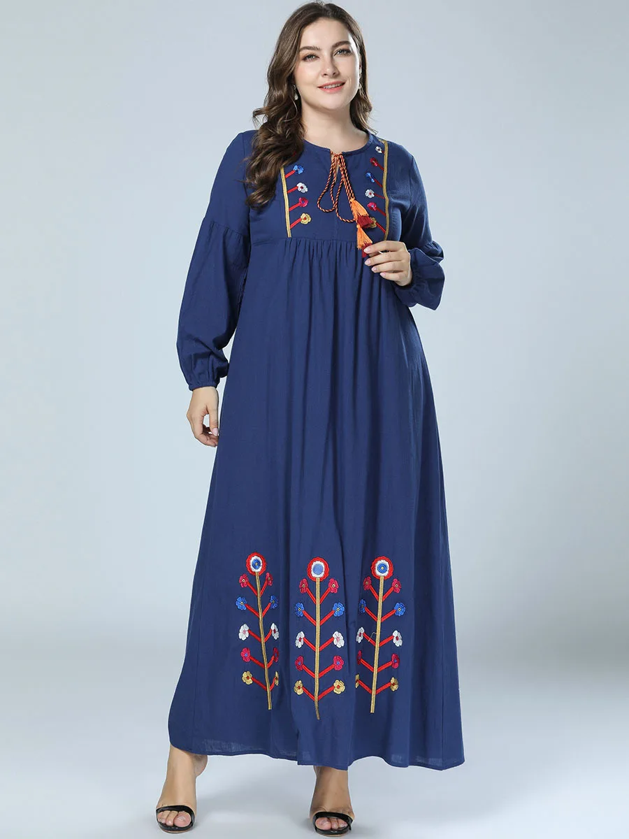 Арабское цветочное печатное kebaya мусульманское женское с буфами-длинными