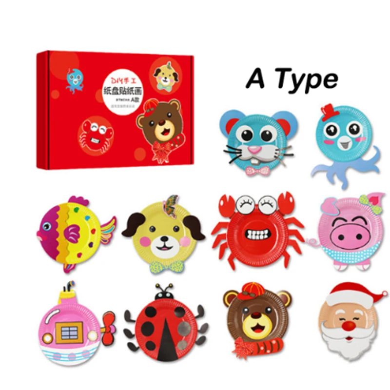 Детские Подарочные Бумажные Тарелки Наклейки Мультяшные животные сделай сам