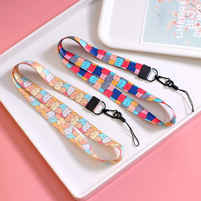 cute 40pcs cat phone straps neck lanyards for mobile phone accessories kawaii animal short wristband phone strap for diy pendant free global shipping