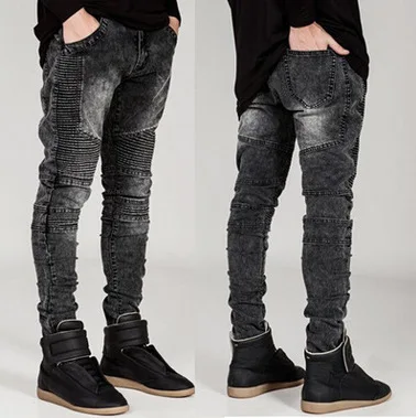 

Men's Stretchy Ripped Skinny Biker Jeans Destroyed Slim Fit Denim Pants Mens Elastic Waist Harem Pants Men Jogger Clothes man