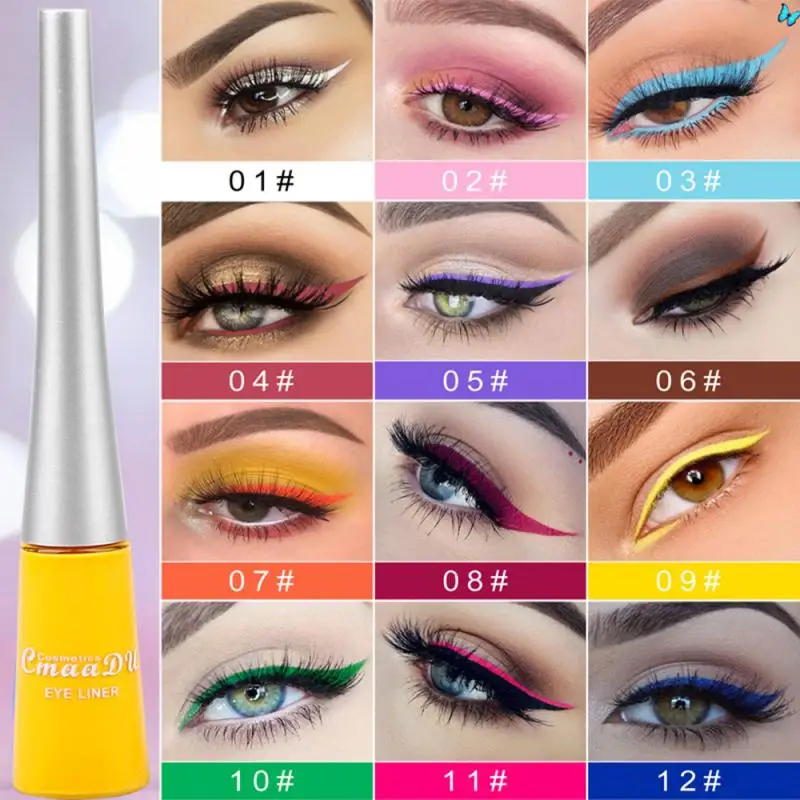 

12 Colorful Liquid Eyeliner Waterproof Quick Dry Long Lasting Eyeliner Pen Eyes Makeup Kit Easy To Wear Pigment Cosmetics TSLM1