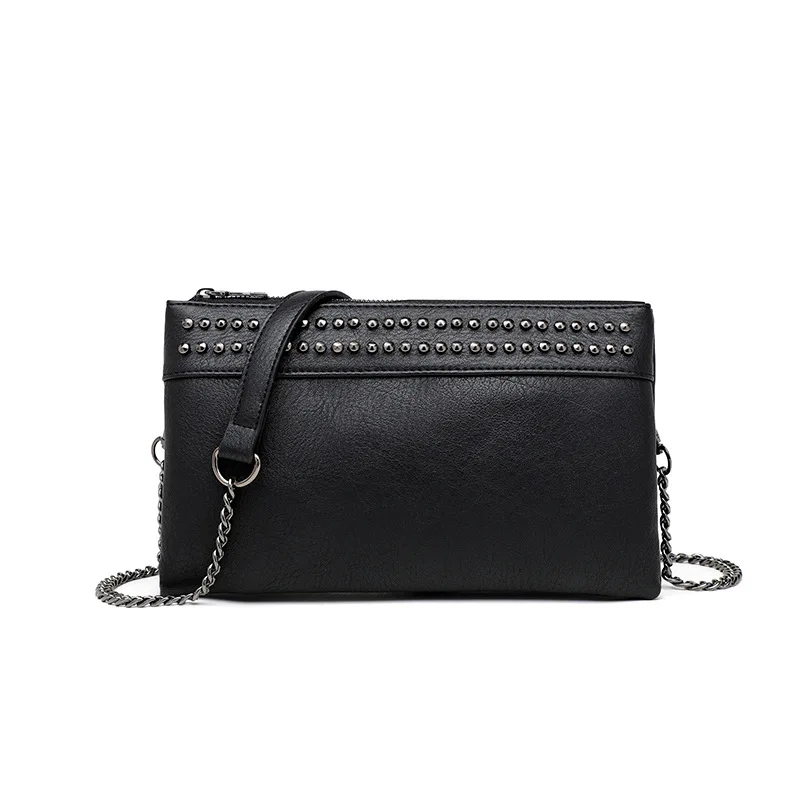 

Новинка 2022, женская сумка из искусственной кожи, однотонная женская сумка через плечо в стиле ретро, женская сумка на цепочке с несколькими ...