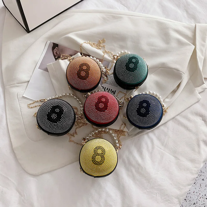 

Billiards Round Bags Mini Bags for Womens Pearl Crossbody Bag Shoppers Shoulder Casual Purses and Handbags Zipper Women Wallet