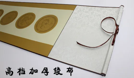 Chinese Painting All-in-one hardbound mounted Xuan paper hanging shaft calligraphy blank four-character banner | Дом и сад