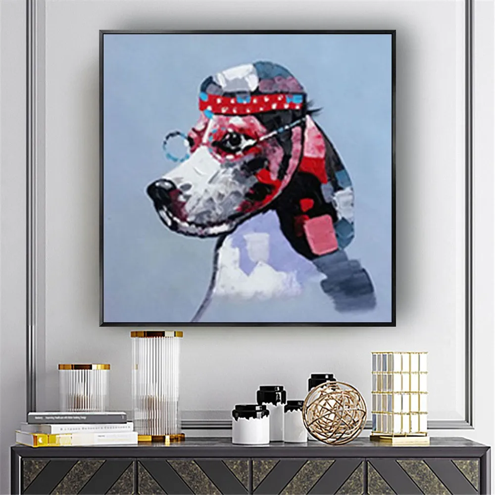 

Handmade Oil Painting Cartoon Cute New Pet Dog Animal Pet Art Wall Hanging Canvas Paintings Pieces Wall Art For Kids Room Decor
