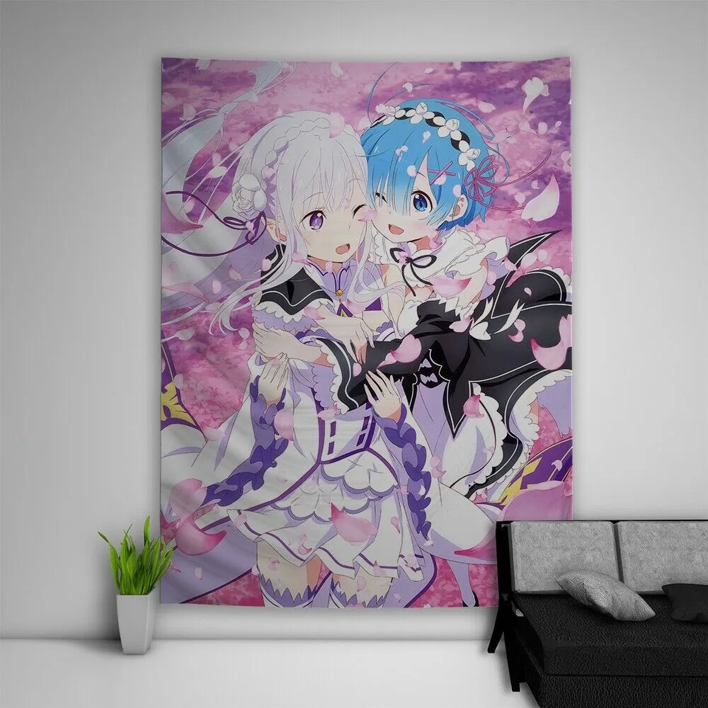Аниме Re Zero Kara Hajimeru Isekai Seikatsu гобелен настенный кавайный декор комнаты мем фоновая