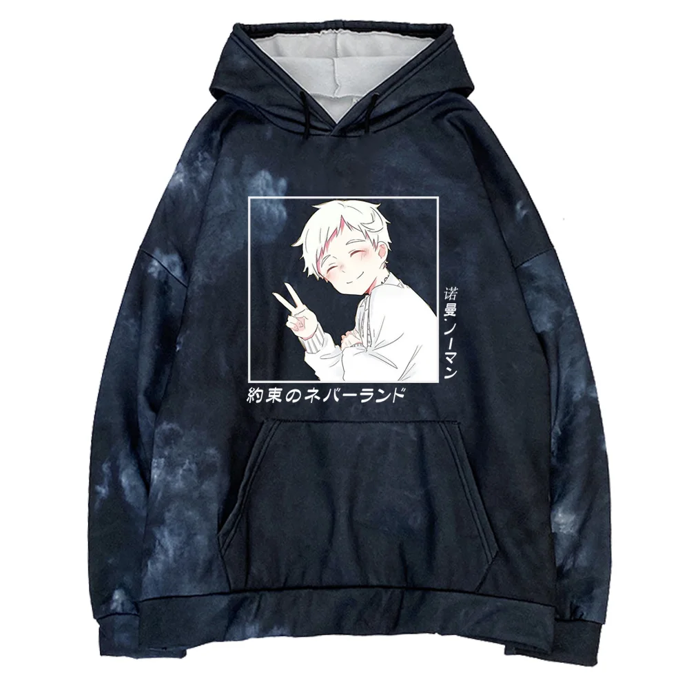 

Fashion Sweater Hoodie Hot Anime The Promised Neverland Hoodies Cute Norman Print Loog Sleeve Winter Clothes Harajuku Tiedye Top