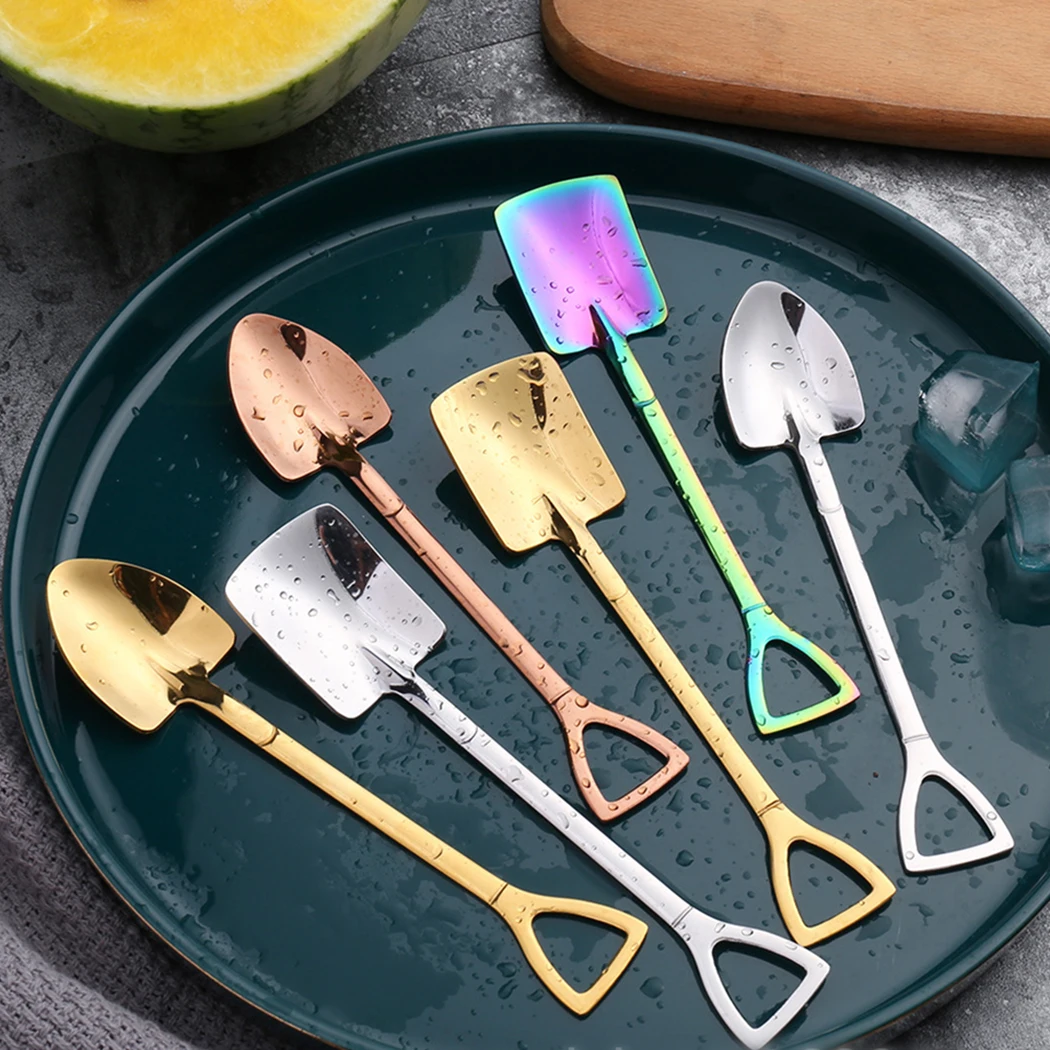 

2Pcs Fashion Coffee Spoon Ice Cream Dessert Spoon Retro Cute Round Head Spoon Kitchen Gadget Decoration Kitchen Bar Utensils