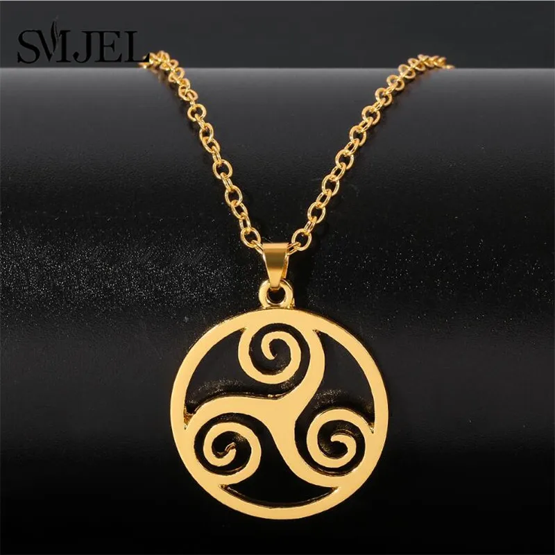 

The Movie Teen Wolf Triskele Triskelion Inspired Pendant Necklace Gold Silver Color Stainless Steel Round Women Jewelry Gifts