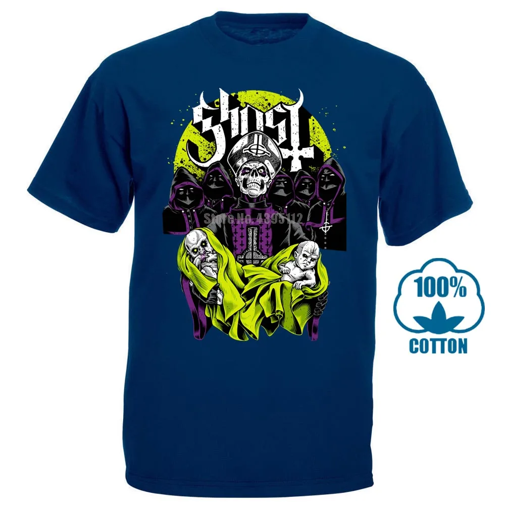 Тёмно-синий Ghost Bc Papa Emeritus рок группа Черная Футболка размер S M L XL 2XL 3XL - Цвет: Тёмно-синий