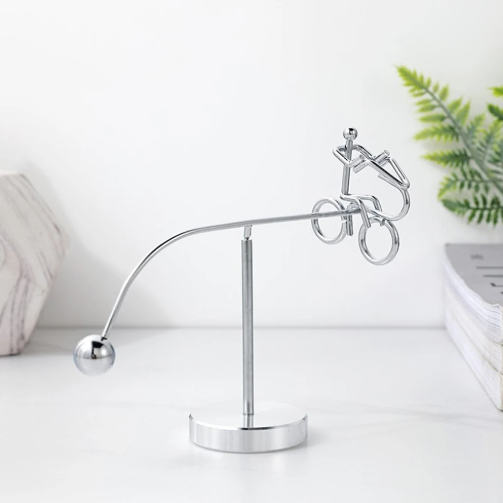 Metal Cycler Balance Toy Pendulum Revolving Bicycle Tabletop Ornament | Gags