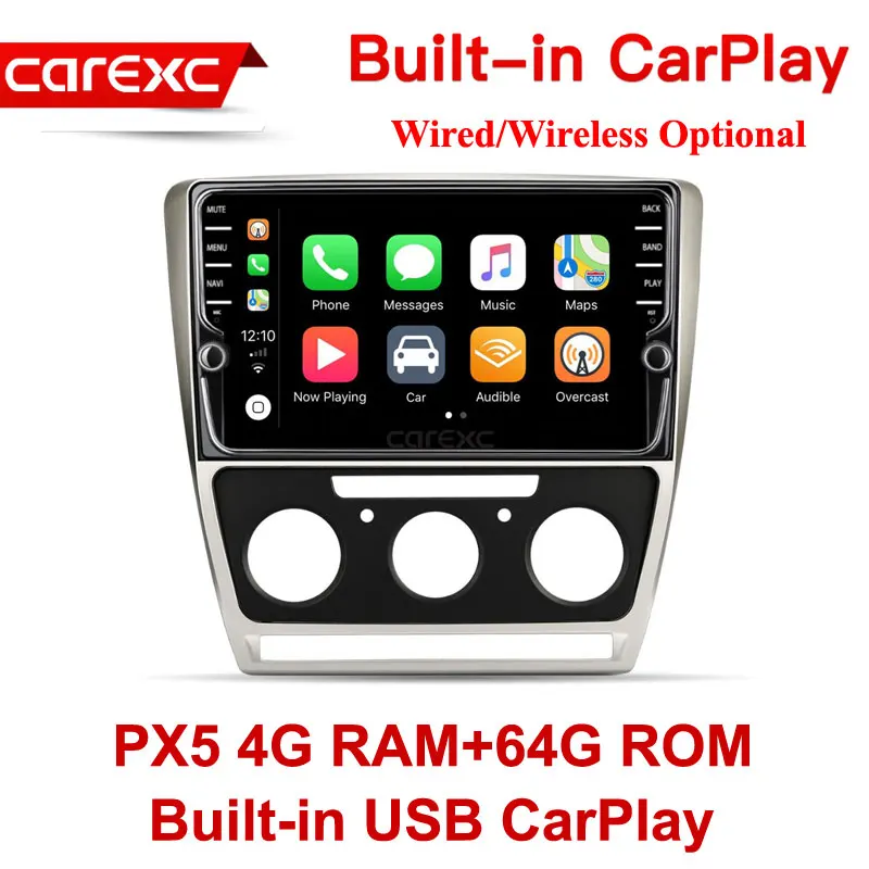 PX5 64G ROM Wired CarExc Авторадио Android 9,0 автомобильный Muiltmedia плеер для Skoda Octavia 2008-2013 A 5 A5 Yeti, fabia радио встроенный CarPlay с gps-навигацией без DVD - Цвет: PX5 64G ROM Wired