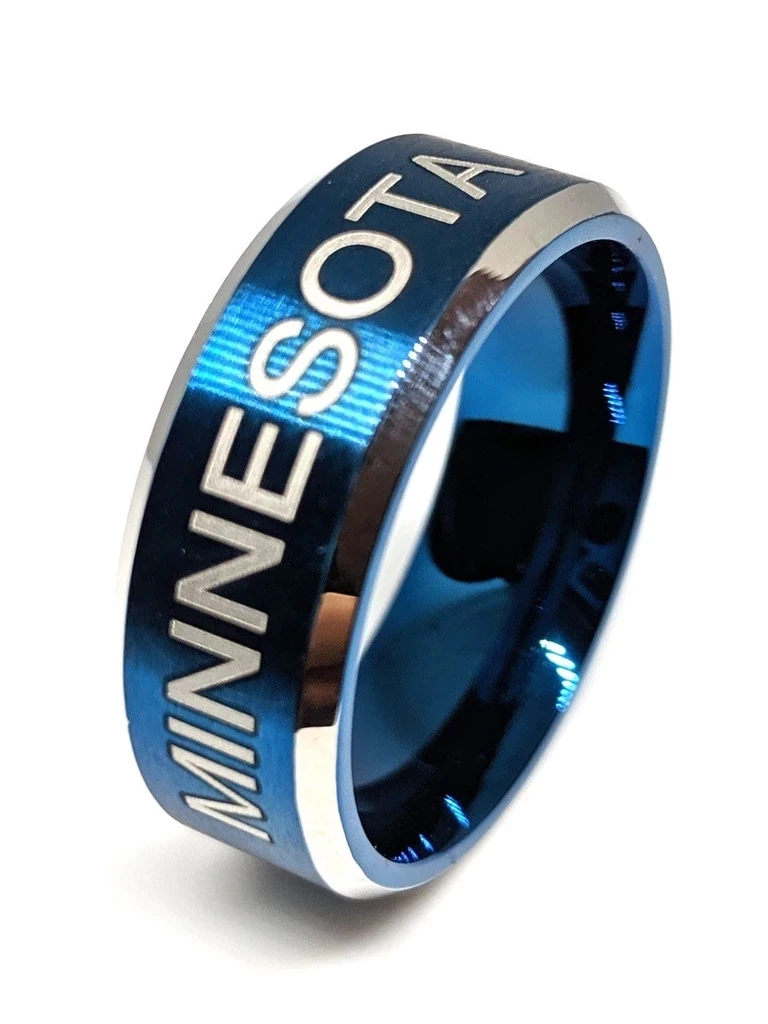 Мужские кольца из титановой стали под заказ с гравировкой MINNESOTA 8 мм нержавеющей