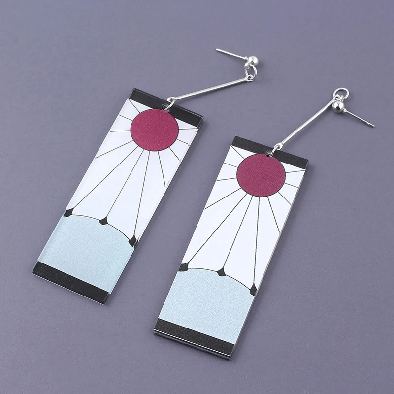 

Fashion Japanese Style Hanging Earrings Anime Demon Kamado Tanjirou Slayer Kimetsu No Yaiba Cosplay Earrings For Women Men