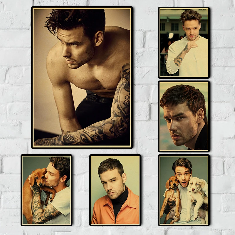 Британский певец красивый Лиам Пэйн портрет ретро постер крафт бумага принты