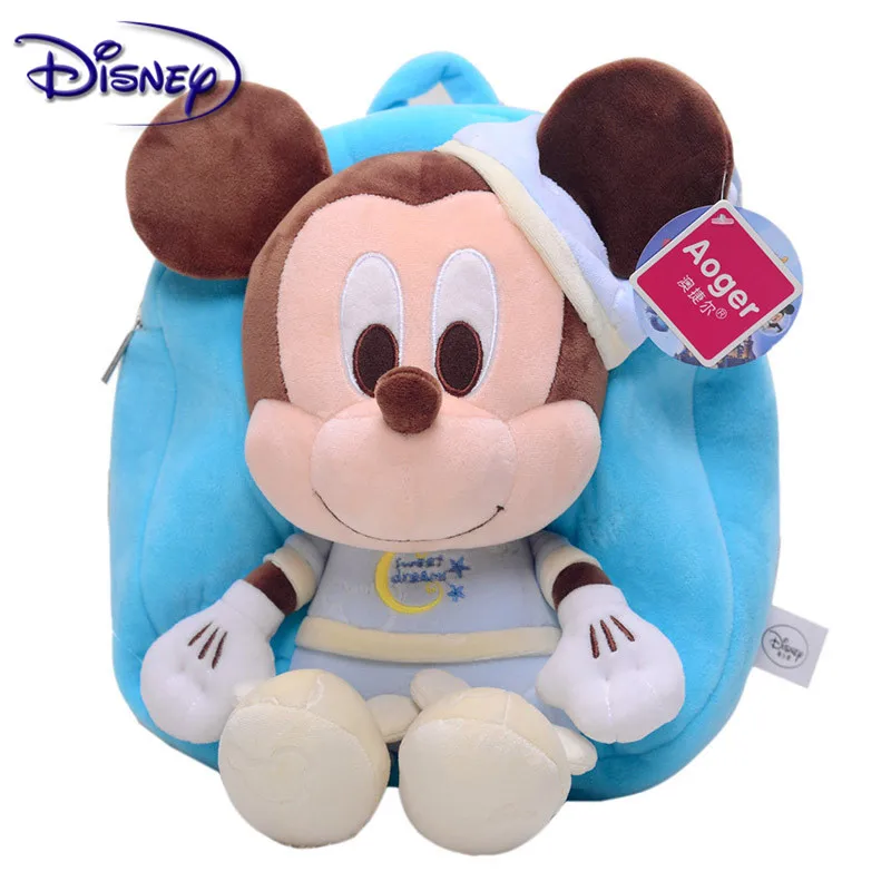 Плюшевая детская школьная сумка Disney с мультяшным рисунком плюшевый рюкзак для