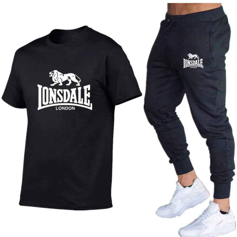 Летние Забавные футболки футболка с коротким рукавом и брюки Lonsdale уличная