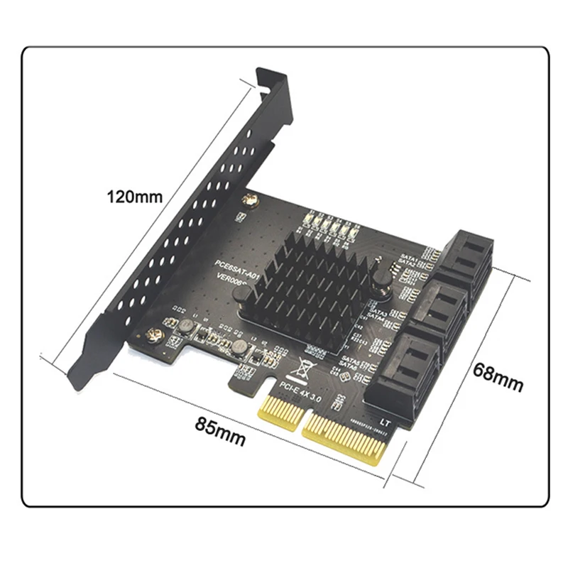 

HOT-SATA PCI E Adapter 6 Ports SATA 3.0 to PCI Express X4 Expansion Card SATA3.0 PCIe PCI-E SATA Controller