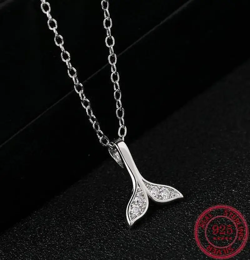 

Mermaid Ji Dolphin Fishtail Necklace Female Clavicle Chain Korean Net Red Chic Simple Wild Super Flash Zircon Pendant
