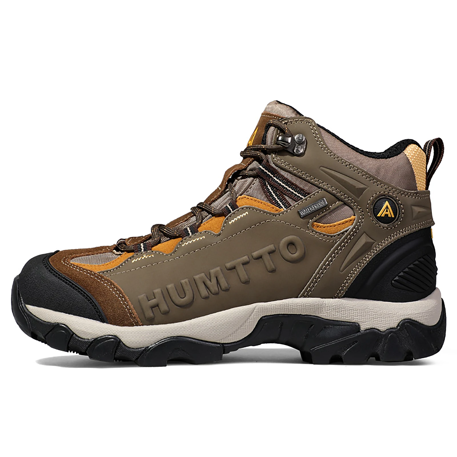 HUMTTO Waterproof Hiking Boots Breathable Leather Sport Mountain Trekking Shoes for Men Outdoor Climbing Walking Mens Sneakers