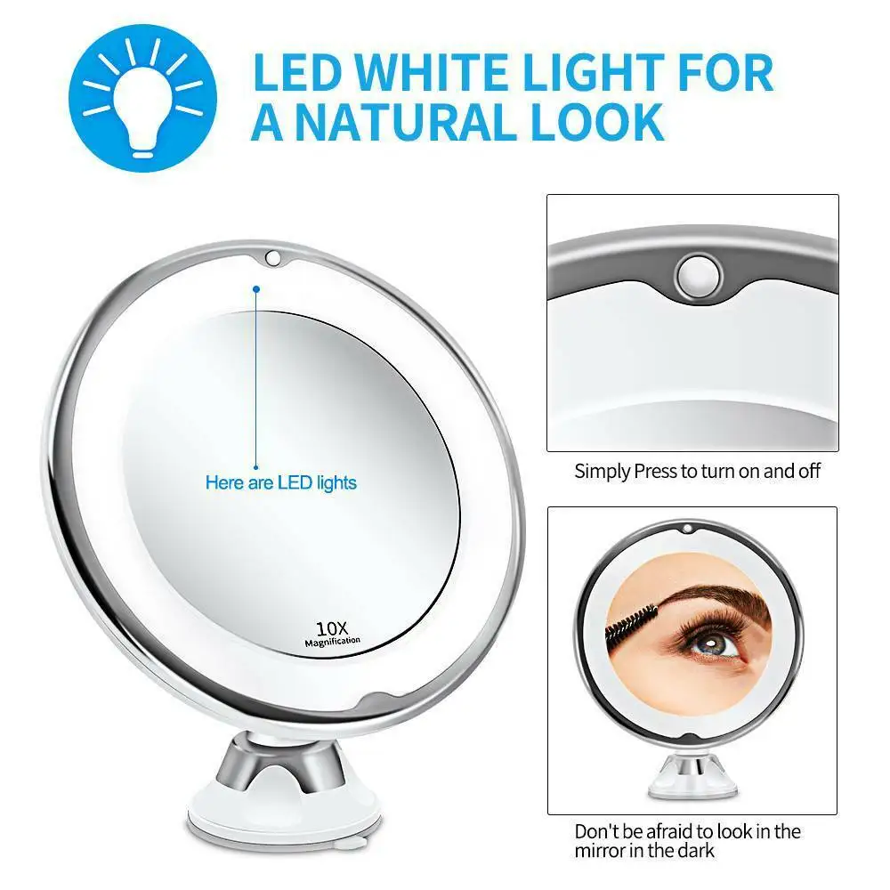 Светодиодный зеркальный светильник для макияжа увеличительное зеркало 10x