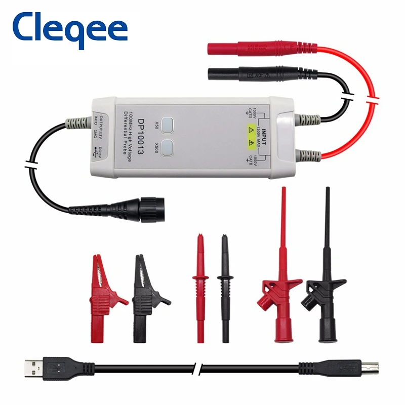 

Комплект высоковольтного дифференциального зонда Cleqee DP10013 1300 в 100 МГц, время нарастания NS, датчик осциллографа с уровнем затухания 50X/500X