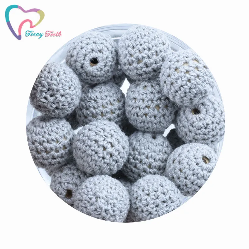 10 шт. серые круглые вязаные хлопковые деревянные шарики диаметром 16 20 мм для
