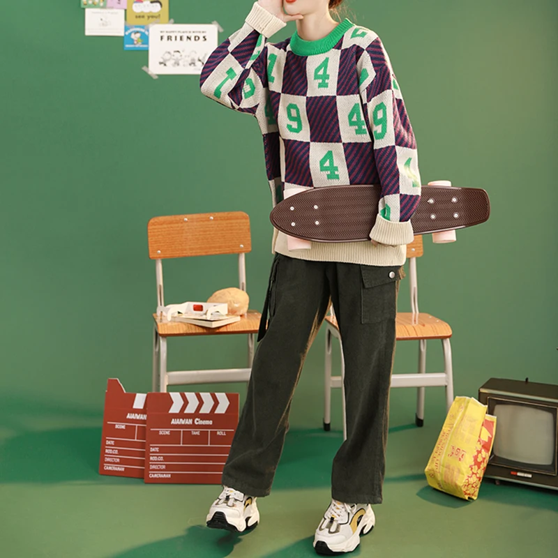 Женские свободные брюки в стиле ретро однотонные рабочие прямые с большими