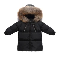 2019new childrens down jacket medium long large wool collar childrens clothing boys and girls down jacket