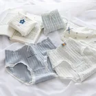 Трусики для женщин, нижнее белье с цветочным принтом, женское милое нижнее белье, кружевные трусики для девушек, женские трусы, хлопковое нижнее белье трусики с мультипликационным рисунком NK2