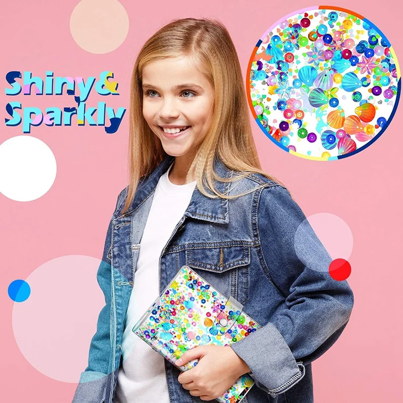 

2Pc A6 Size 6 Holes Binder Cover Glitter Quicksand Soft PVC Planner Protector Glitter Budget Binder with 10Pcs A6 Binder