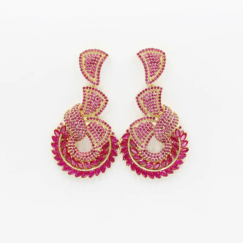 

Золотые Подвесные серьги из Дубая, 18 карат, серьги из розового золота с кисточками, элегантные и красивые аксессуары для свадебвечерние НКИ