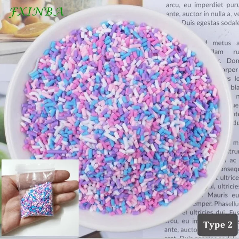 Type 2 FXINBA 10 г Fimo амулеты дополнение разбрызгивает слизь наполнитель пушистая клейкая масса Игрушки слизь Поставки аксессуары глина DIY ломтики торта десерт - Цвет: Type 2