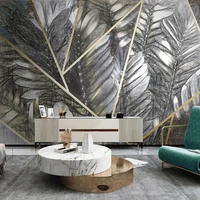 custom 3d wallpaper hand painted nordic plant leaf light luxury living room bedroom home decor background mural papel de parede