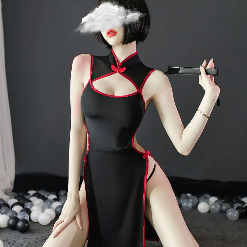 Пикантное китайское платье с высоким разрезом Qipao женское ретро открытой спиной