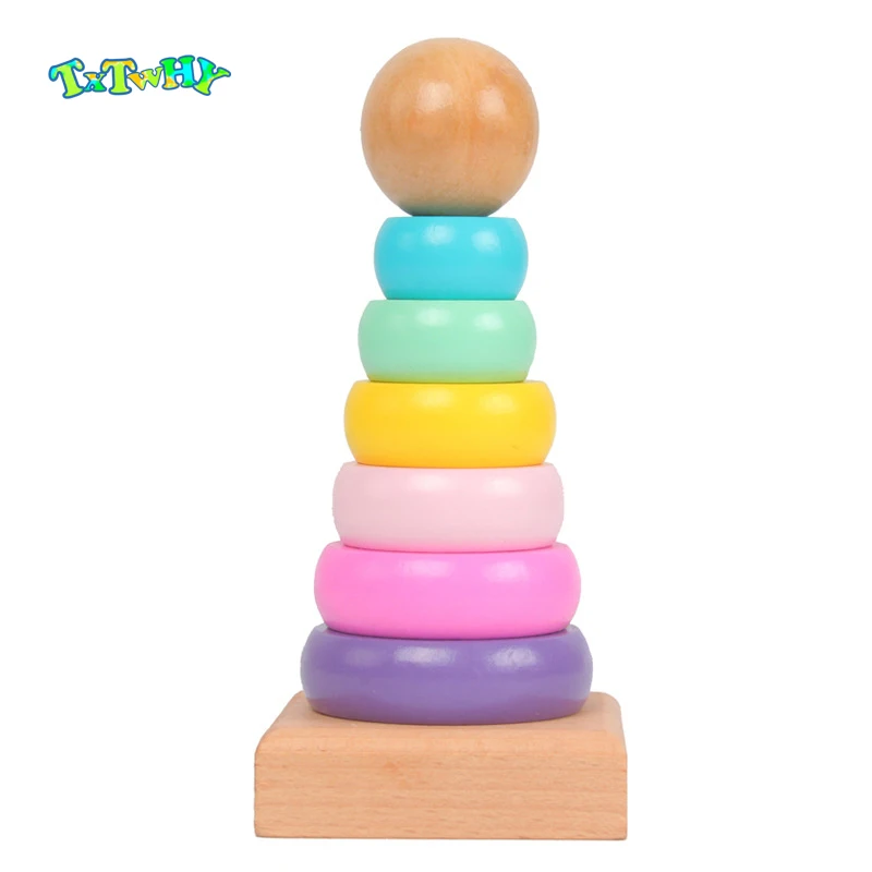 Теплые Цвет радуги укладки кольцо башня Stapelring блокирует Обучение Обучающие