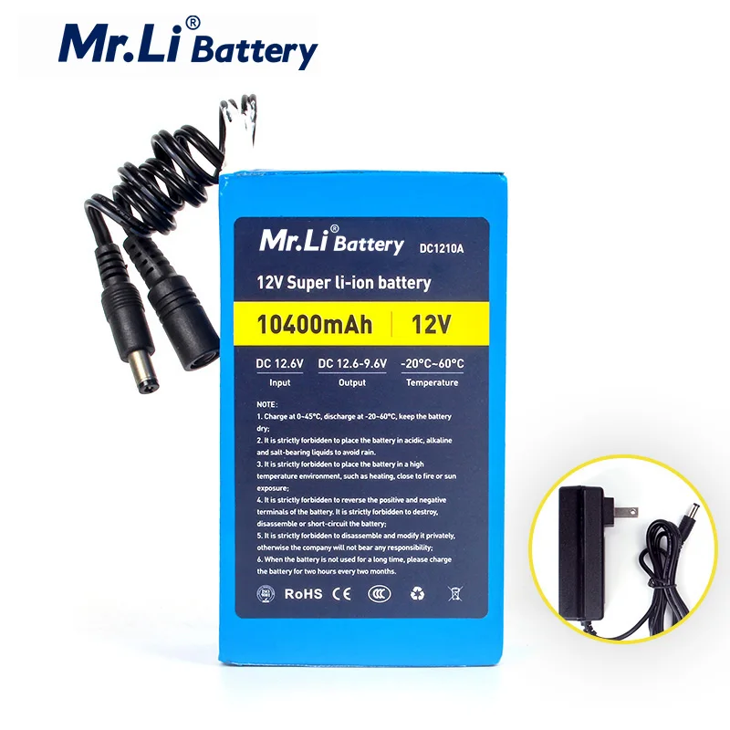 Mr.Li Ion аккумулятор 12V 10A Перезаряжаемые комплект литий ионный батарей для Камера с
