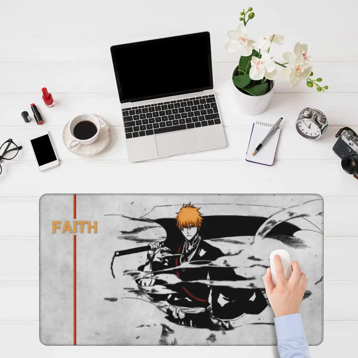 

Bleach Kurosaki Ichigo Gaming Mouse Pad Keyboard Carpet Death Black Manga Black Anti-slip Natural Rubber Mousepad for Gamers