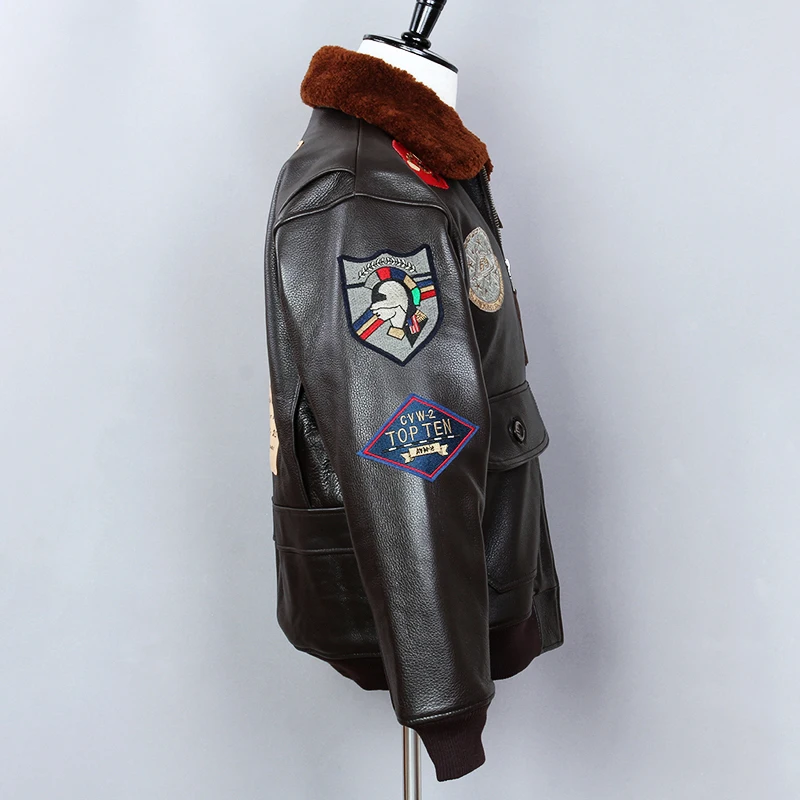 Мужская куртка бомбер из натуральной воловьей кожи FLY AVIREX зимняя G1|Мужские