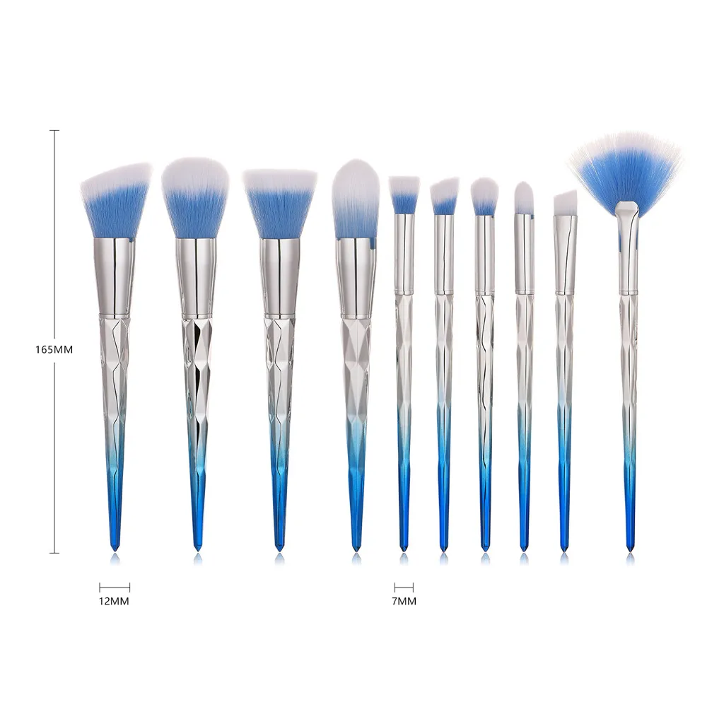 10 шт./компл. синие Косметические кисти для макияжа тональная пудра кисть теней на